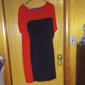 Connected London Red and Black Midi Dress Gently Worn